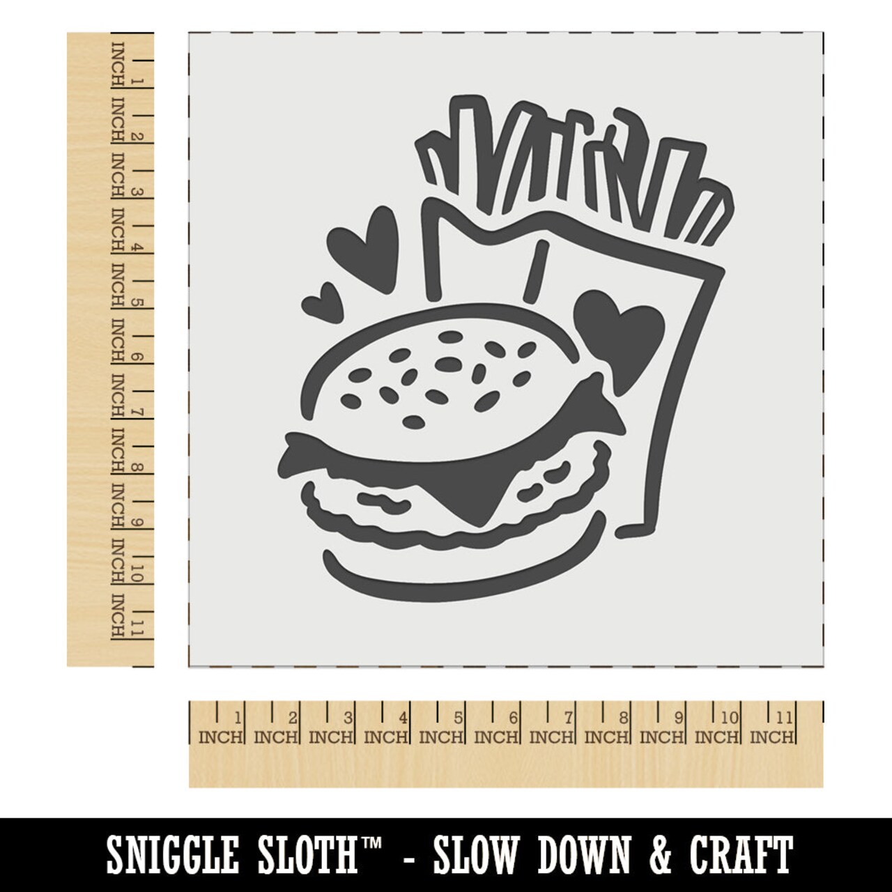 Chicken Burger and Fries Fast Food Wall Cookie DIY Craft Reusable Stencil